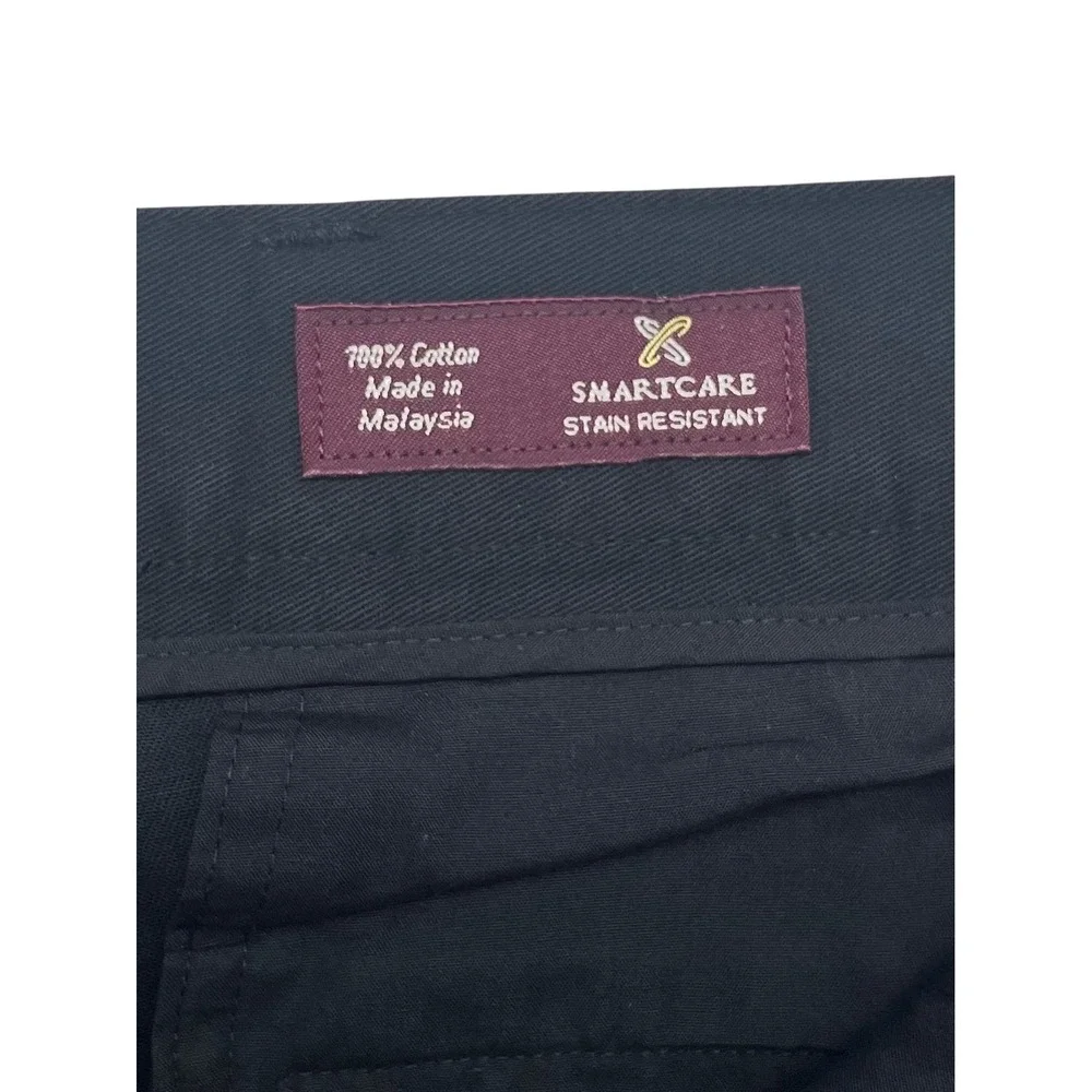 vtg Nordstrom 33x33 Navy Blue Chino Pants Pleated High Waisted Wide Leg Cotton